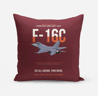 Thumbnail for F-16C Fighting Falcon See All Around Turn Inside design on dark red pillow