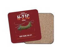 Thumbnail for Piasecki H-21C Shawnee design on dark red 1 piece coaster