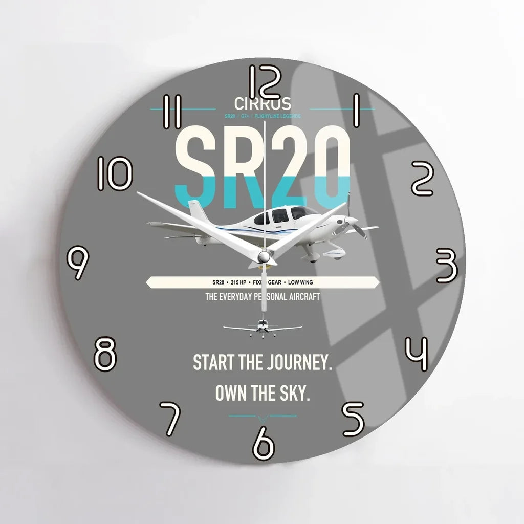 Cirrus SR20 design on gray no frame wall clock