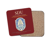 Thumbnail for Santos Dumont Airport (SDU) design on dark red 1 piece coaster