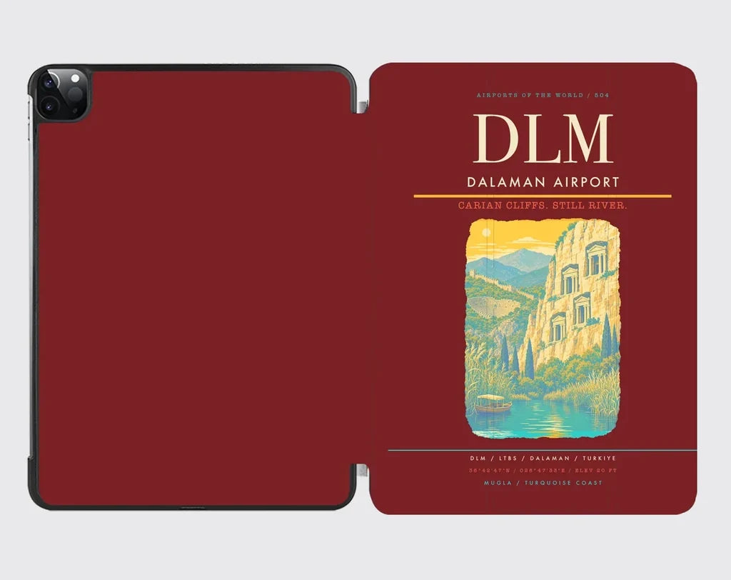 Dalaman Airport (DLM) design on dark red ipad tablet case