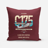 Thumbnail for Cessna 175 Skylark design on dark red pillow