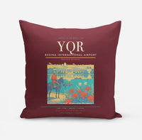 Thumbnail for Regina International Airport (YQR) design on dark red pillow