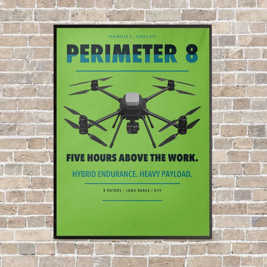 Skyfront Perimeter 8 vertical canvas print - framed - light green background