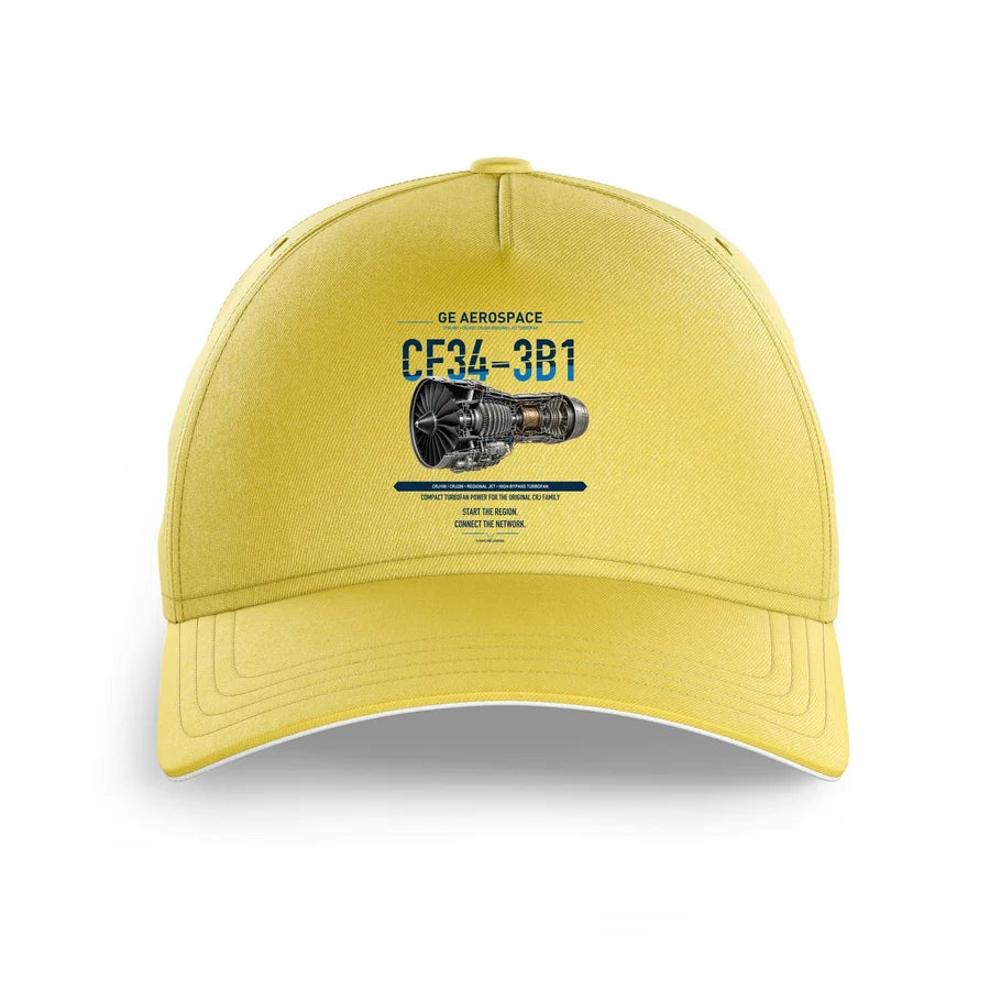 CF34-3B1 design on yellow printed hat