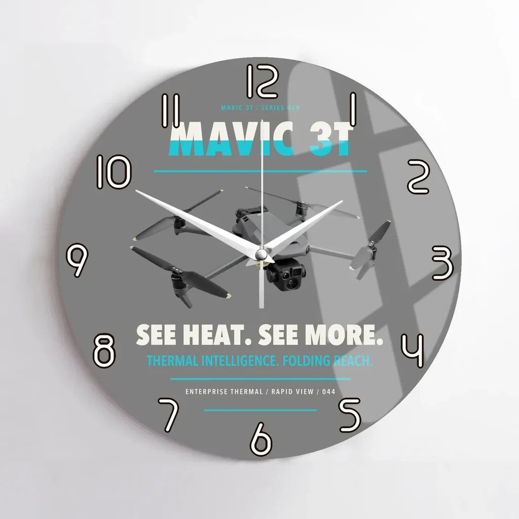 DJI Mavic 3 Thermal design on gray no frame wall clock
