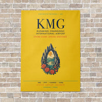 Thumbnail for Kunming Changshui International Airport KMG vertical canvas print - no frame - yellow background