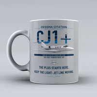 Thumbnail for Cessna Citation CJ1+ design on light gray ceramic mug, double-side print