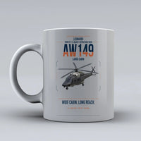 Thumbnail for Leonardo AW149 design on light gray ceramic mug, double-side print