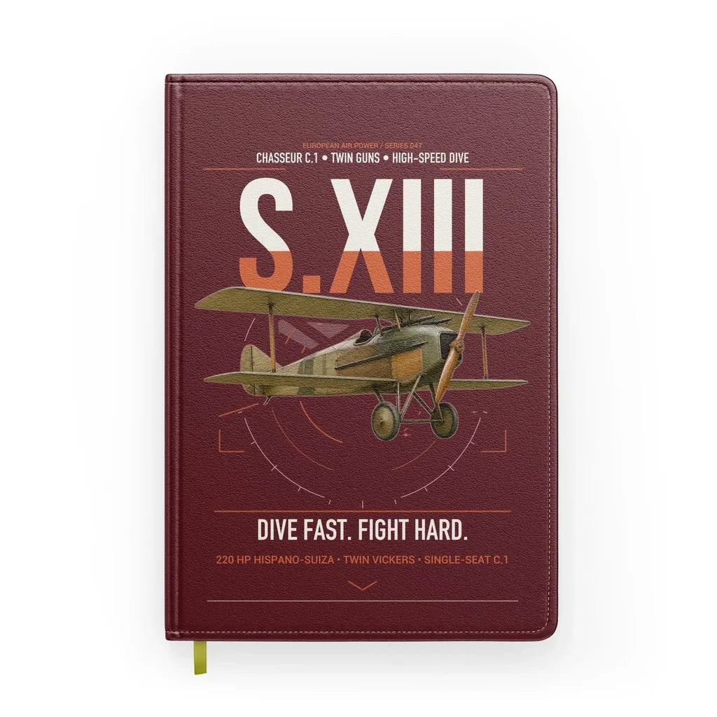 SPAD S.XIII C.1 design on dark red notebook