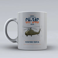 Thumbnail for Sikorsky CH-34C Choctaw design on light gray ceramic mug, double-side print
