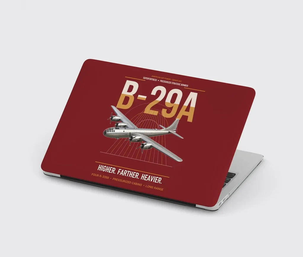 B-29A Superfortress design on dark red MacBook case