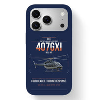 Thumbnail for Bell 407GXi design on navy blue magsafe iphone case, for iPhone 17 Pro
