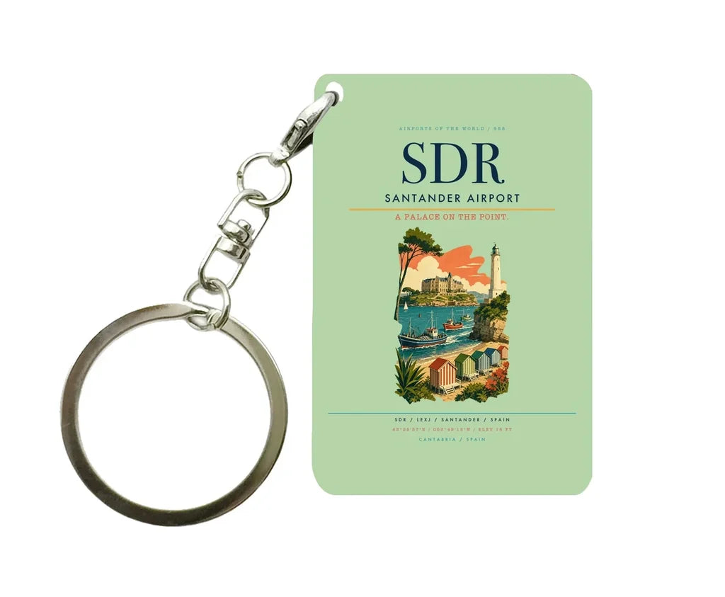 Santander Airport (SDR) design on light green key chain