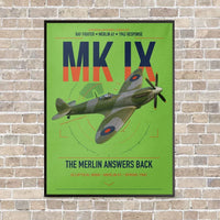 Thumbnail for Supermarine Spitfire Mk IX vertical canvas print - framed - light green background