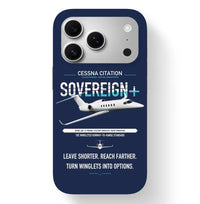 Thumbnail for Cessna Citation Sovereign+ design on navy blue magsafe iphone case, for iPhone 17 Pro