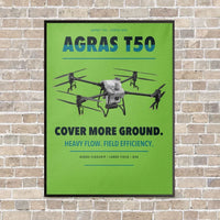 Thumbnail for DJI Agras T50 vertical canvas print - framed - light green background