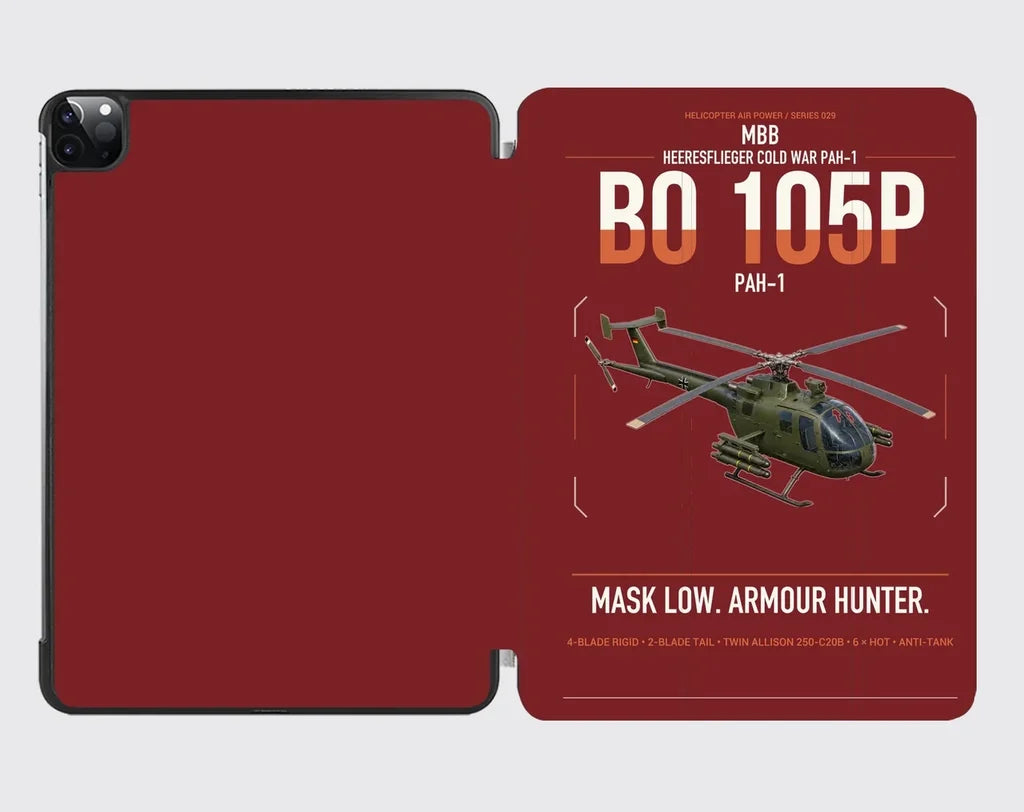 MBB BO 105P PAH-1 design on dark red ipad tablet case