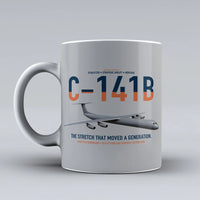 Thumbnail for C-141B Starlifter design on light gray ceramic mug, double-side print