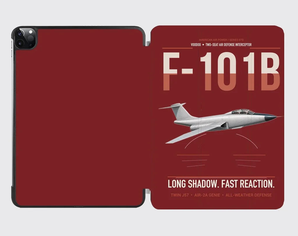 F-101B Voodoo design on dark red ipad tablet case