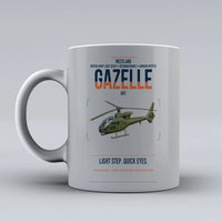 Thumbnail for Westland Gazelle AH1 design on light gray ceramic mug, double-side print