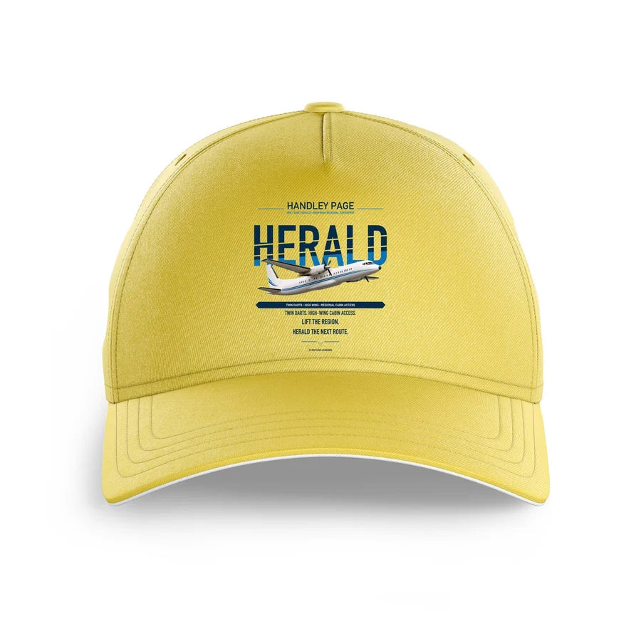 Handley Page HPR.7 Dart Herald design on yellow printed hat