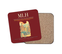 Thumbnail for EuroAirport Basel-Mulhouse-Freiburg (MLH) design on dark red 1 piece coaster