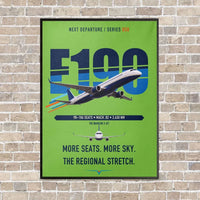 Thumbnail for Embraer E190 vertical canvas print - framed - light green background