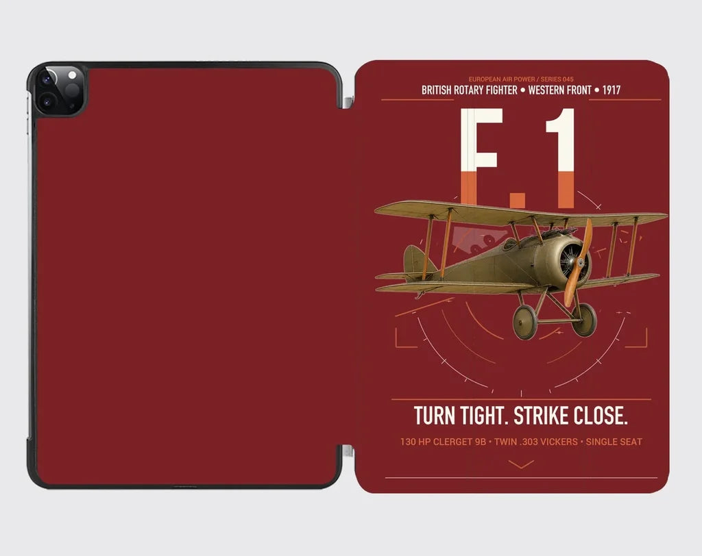 Sopwith Camel F.1 design on dark red ipad tablet case