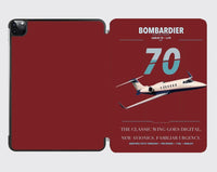 Thumbnail for Bombardier Learjet 70 design on dark red ipad tablet case