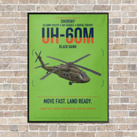 Thumbnail for Sikorsky UH-60M Black Hawk vertical canvas print - framed - light green background