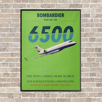 Thumbnail for Bombardier Global 6500 vertical canvas print - framed - light green background