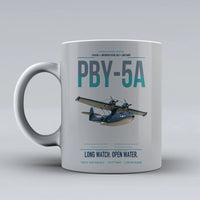 Thumbnail for PBY-5A Catalina design on light gray ceramic mug, double-side print