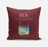 Thumbnail for Hercilio Luz International Airport (FLN) design on dark red pillow