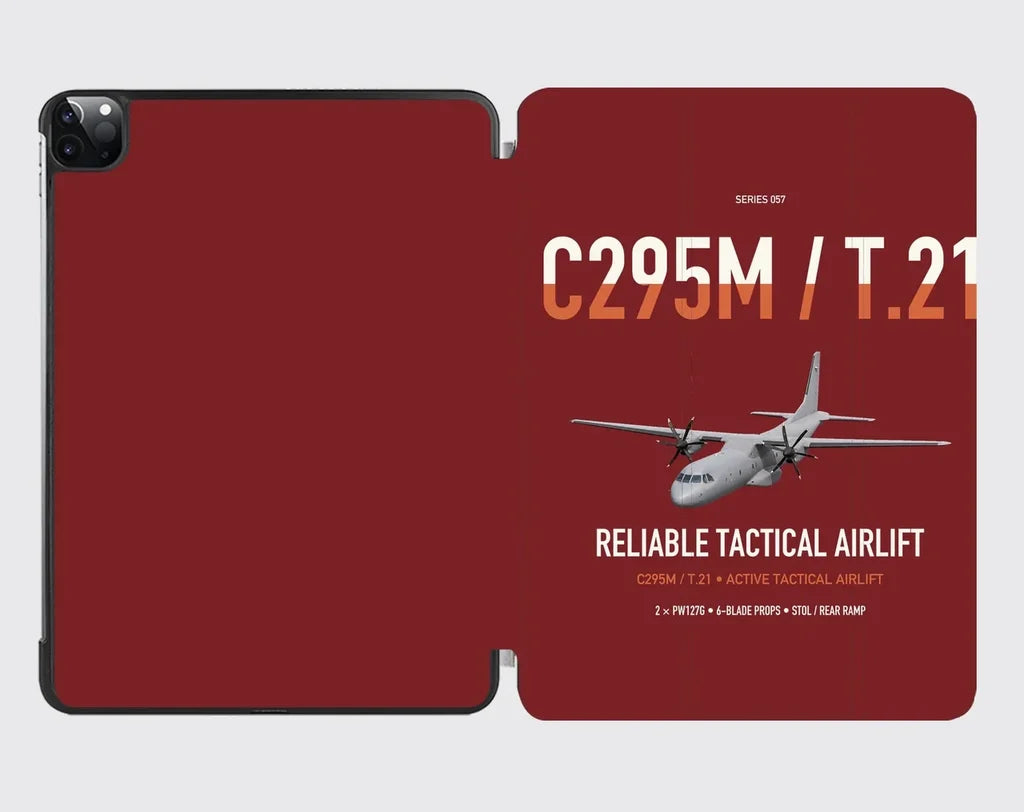 Airbus C295M T.21 design on dark red ipad tablet case