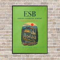 Thumbnail for Ankara Esenboga Airport ESB - Canvas Framed - Light Green