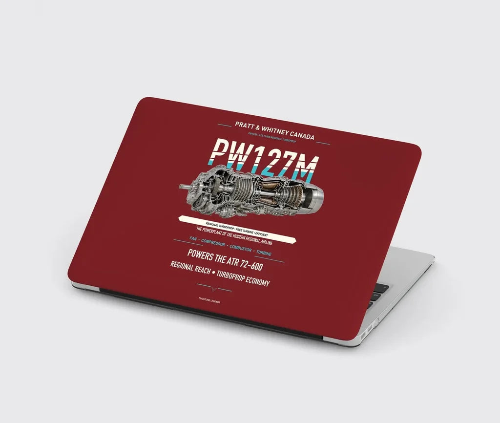 PW127M design on dark red MacBook case
