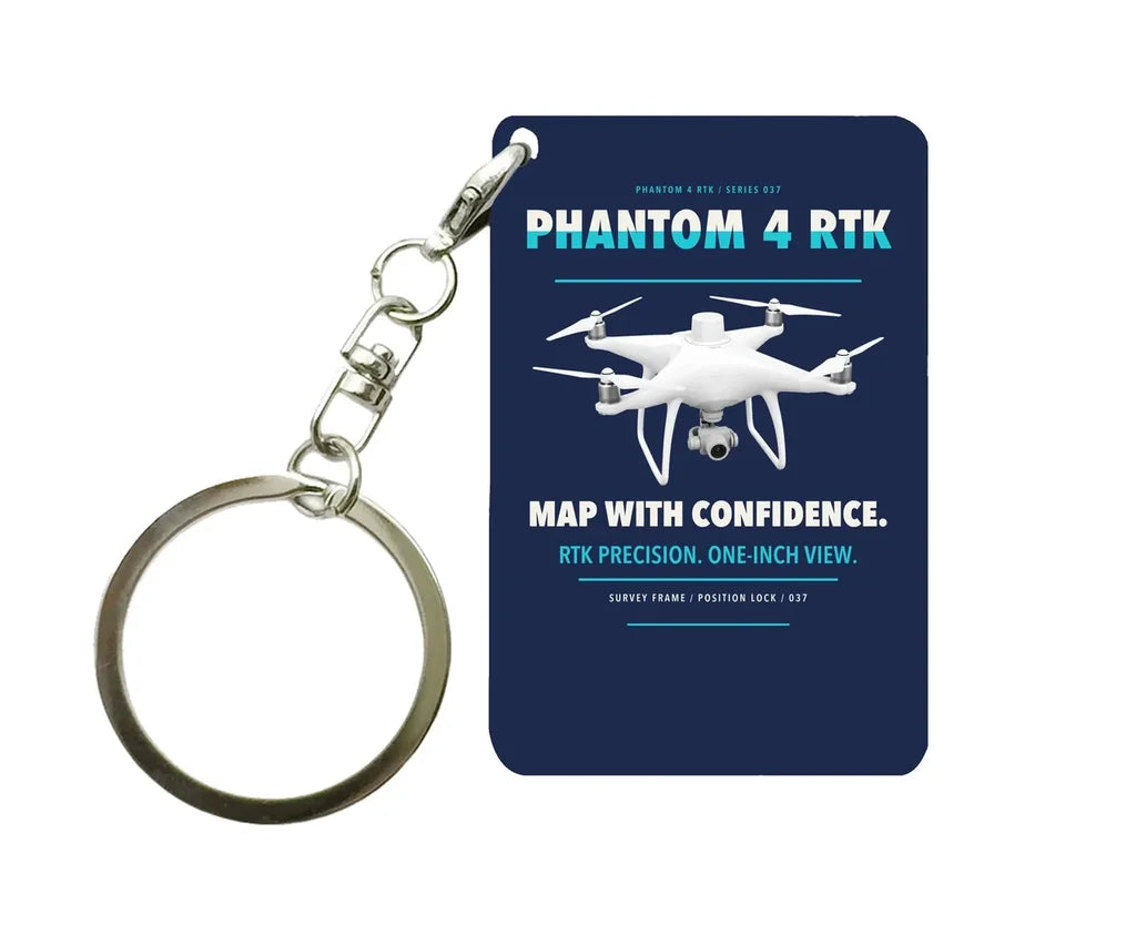 DJI Phantom 4 RTK Key Chain design on navy blue key chain