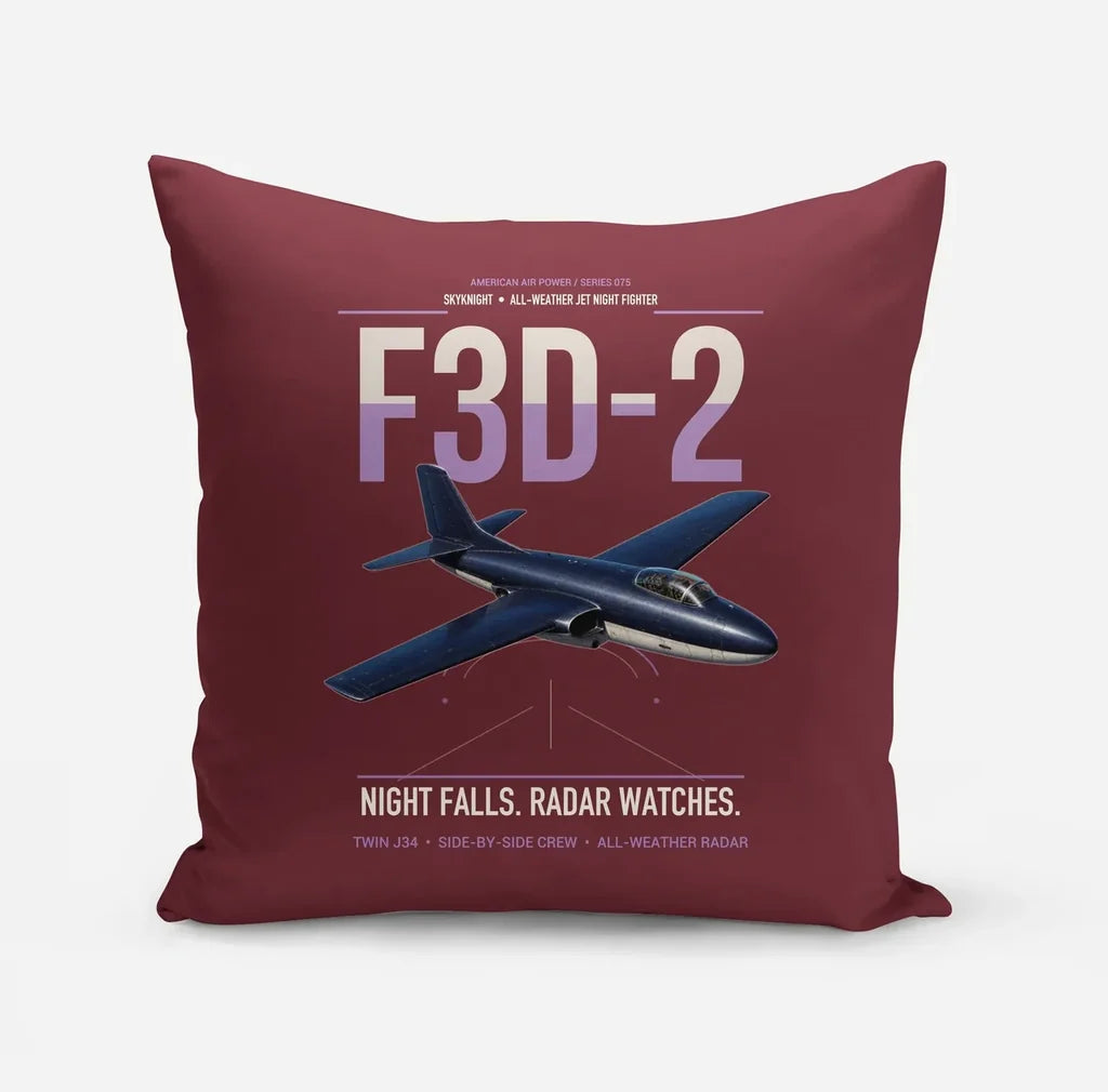 F3D-2 Skyknight design on dark red pillow