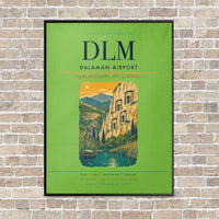 Thumbnail for Dalaman Airport DLM vertical canvas print - framed - light green background