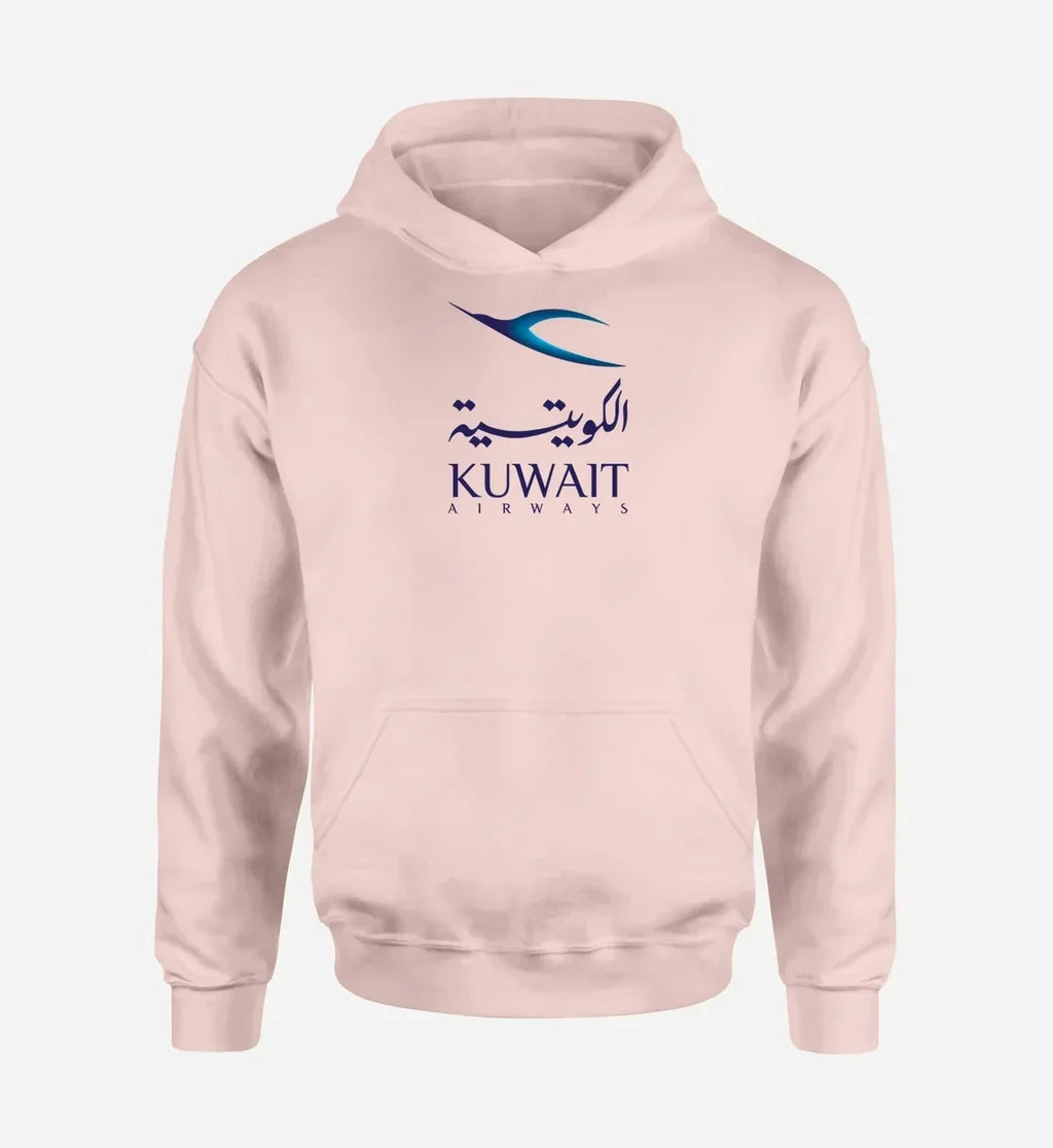 Kuwait Airways Airlines logo printed on pink hoodie