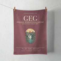 Thumbnail for Spokane International Airport (GEG) design on dark red towel
