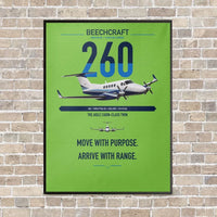 Thumbnail for Beechcraft King Air 260 vertical canvas print - framed - light green background