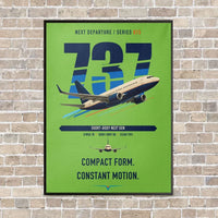 Thumbnail for Boeing 737-700 NG vertical canvas print - framed - light green background