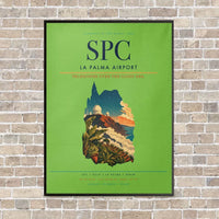 Thumbnail for La Palma Airport SPC vertical canvas print - framed - light green background