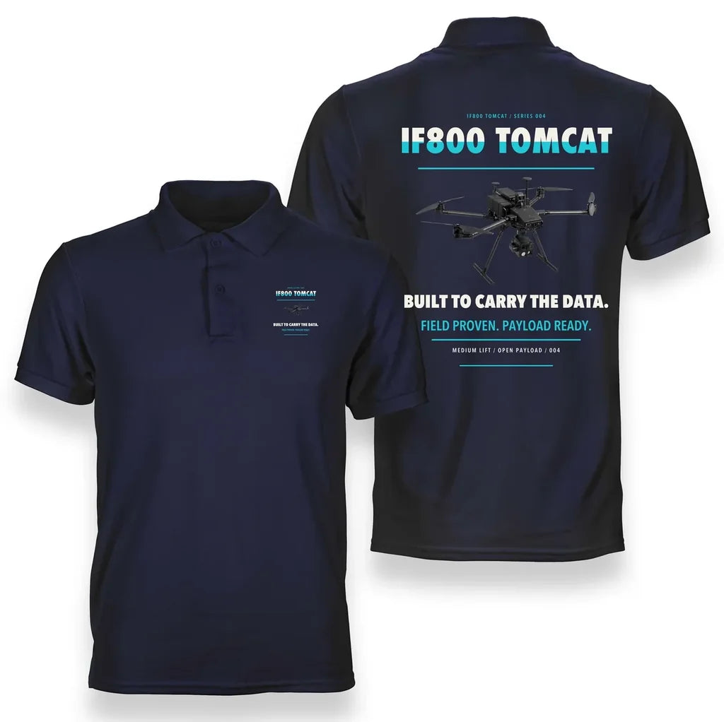 Inspired Flight IF800 Tomcat design on navy blue polo