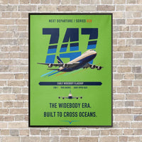 Thumbnail for Boeing 747-200B vertical canvas print - framed - light green background