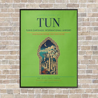 Thumbnail for Tunis-Carthage International Airport TUN vertical canvas print - framed - light green background