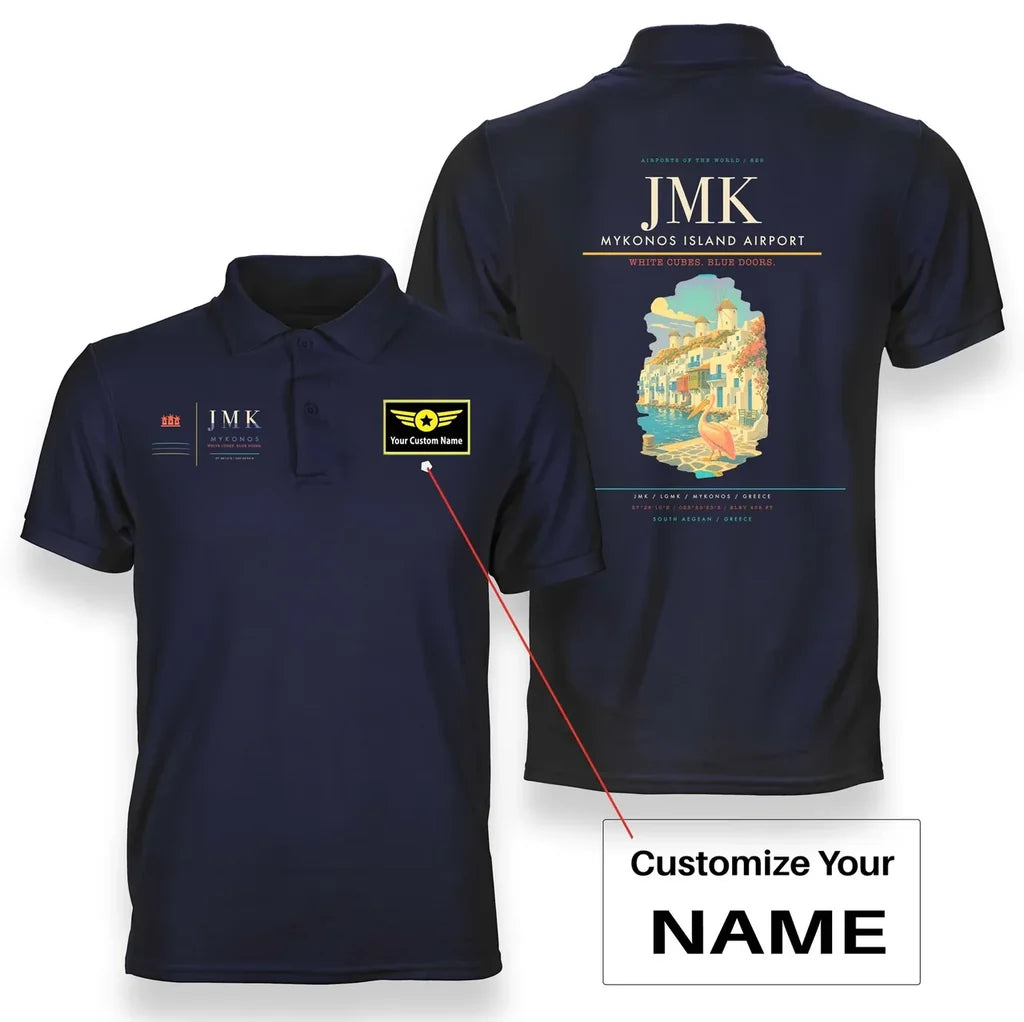 Mykonos Island Airport JMK Navy Blue+Name