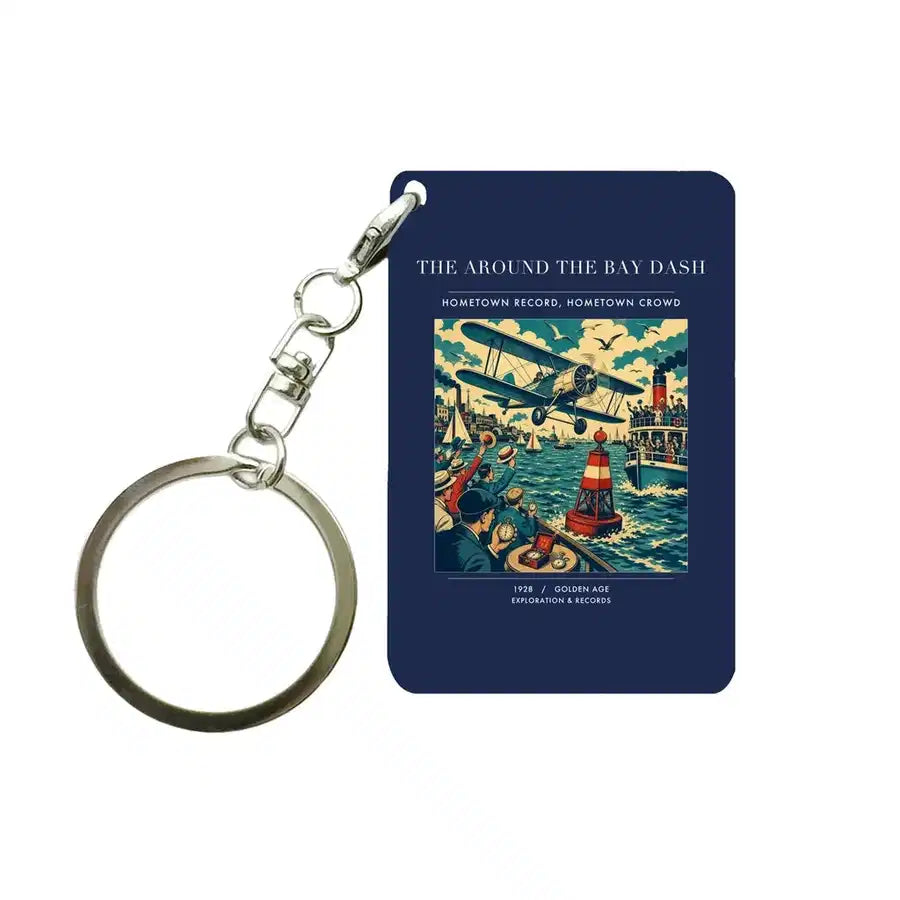 VINTAGE G4299 - The Around The Bay Dash - Designed Key Chain design on navyblue